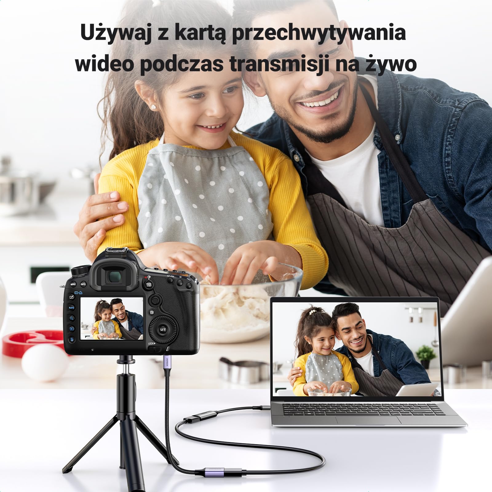 UGREEN Micro HDMI na HDMI adapter do kabla męski na żeński obsługiwany dla Gopro itp., aluminiowa osłona. 25 cm