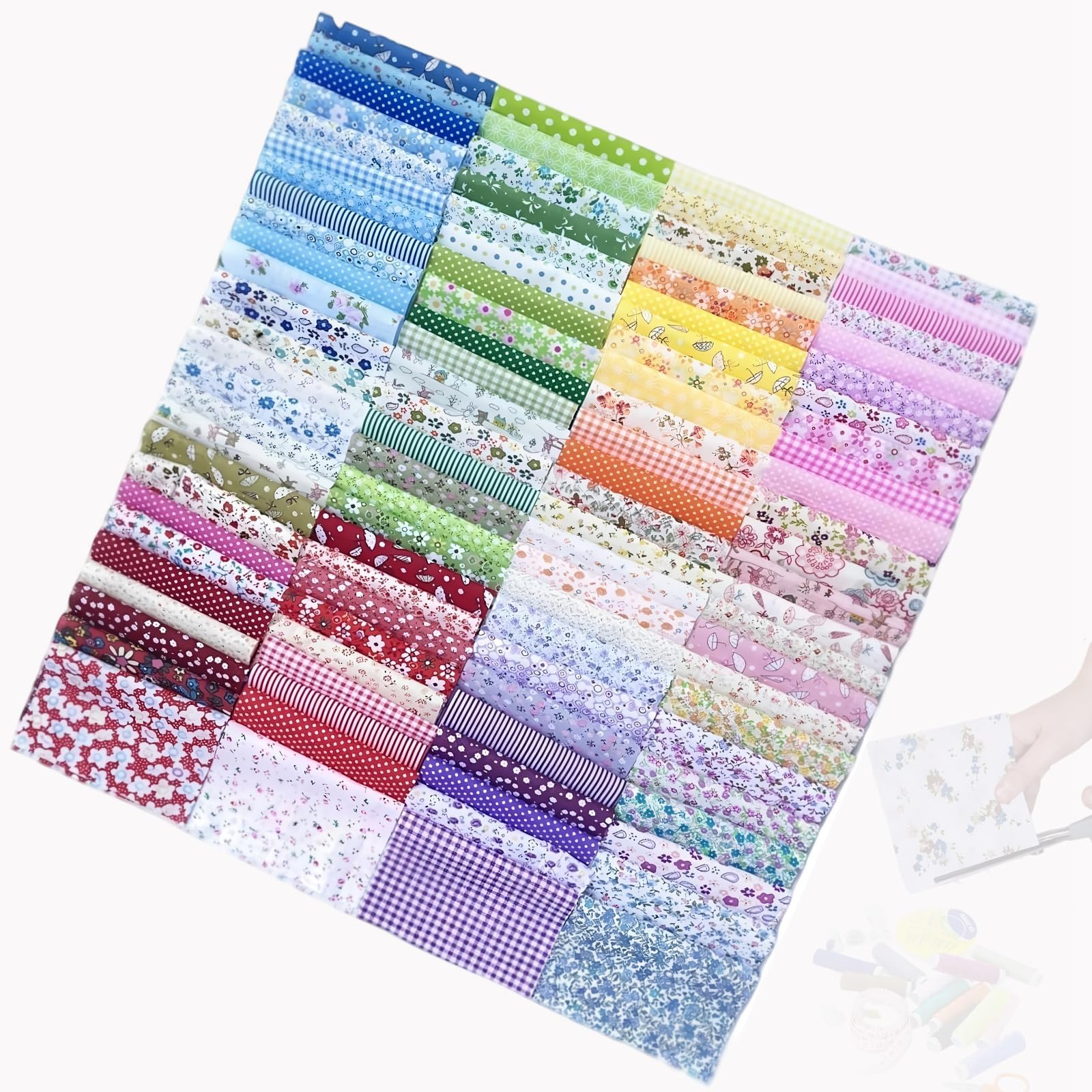 Patchwork Fabric, Cotton, Fabric, Patchwork, Cute, Set of 20, Freely Cut, DIY Sewing, Various Patterns and Colors, Stylish, Decorative, Patchwork Cloths, Handmade, DIY, Handicrafts, Mixed Colors