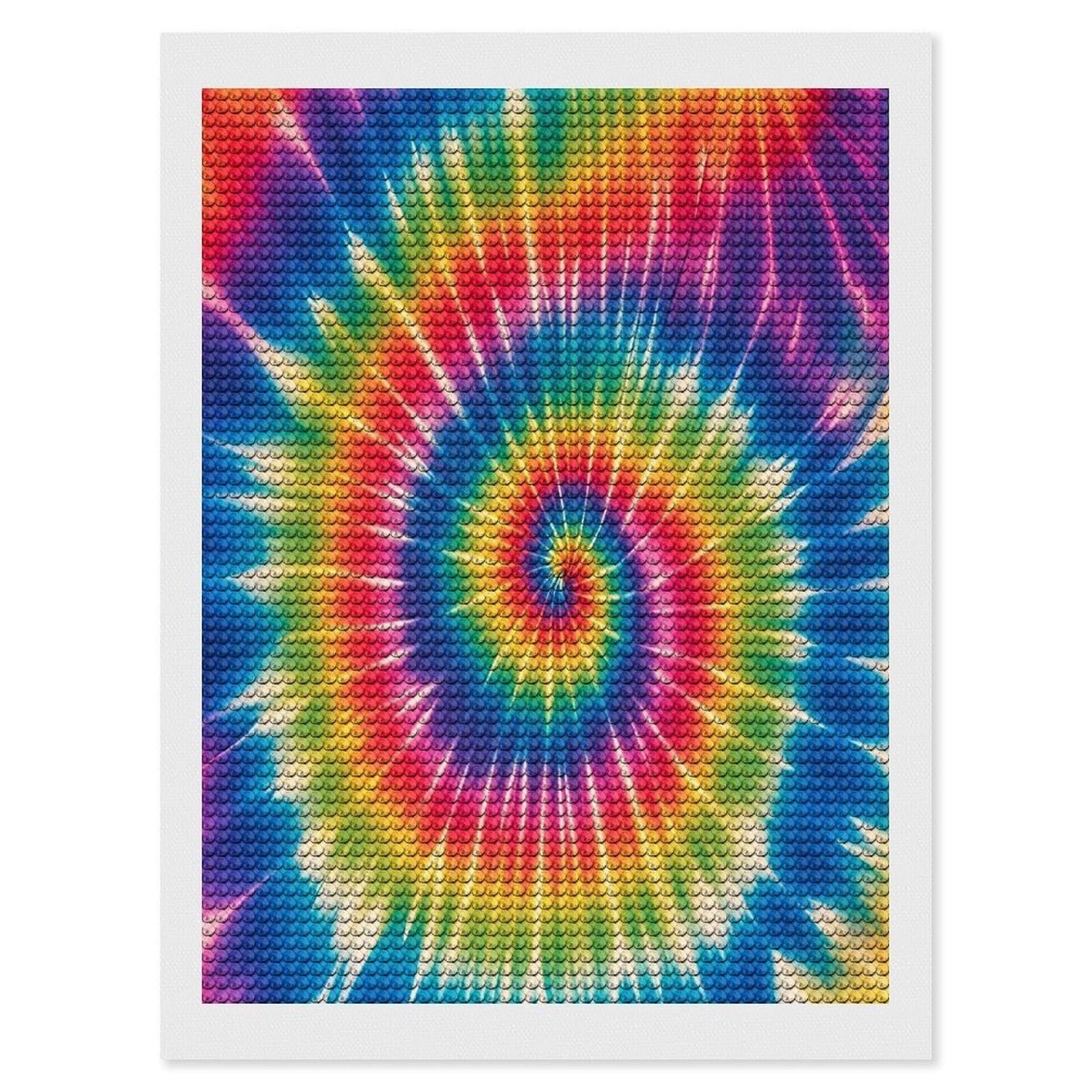 FekiLoot Tie Dye Rainbow Diamond Painting Kits for Beginners DIY Diamond Art Kits for Adults Full Drill Round Diamond Dot Gem Art Painting Fun DIY Crafts for Home Kitchen Wall Decor Gift 12"x16"