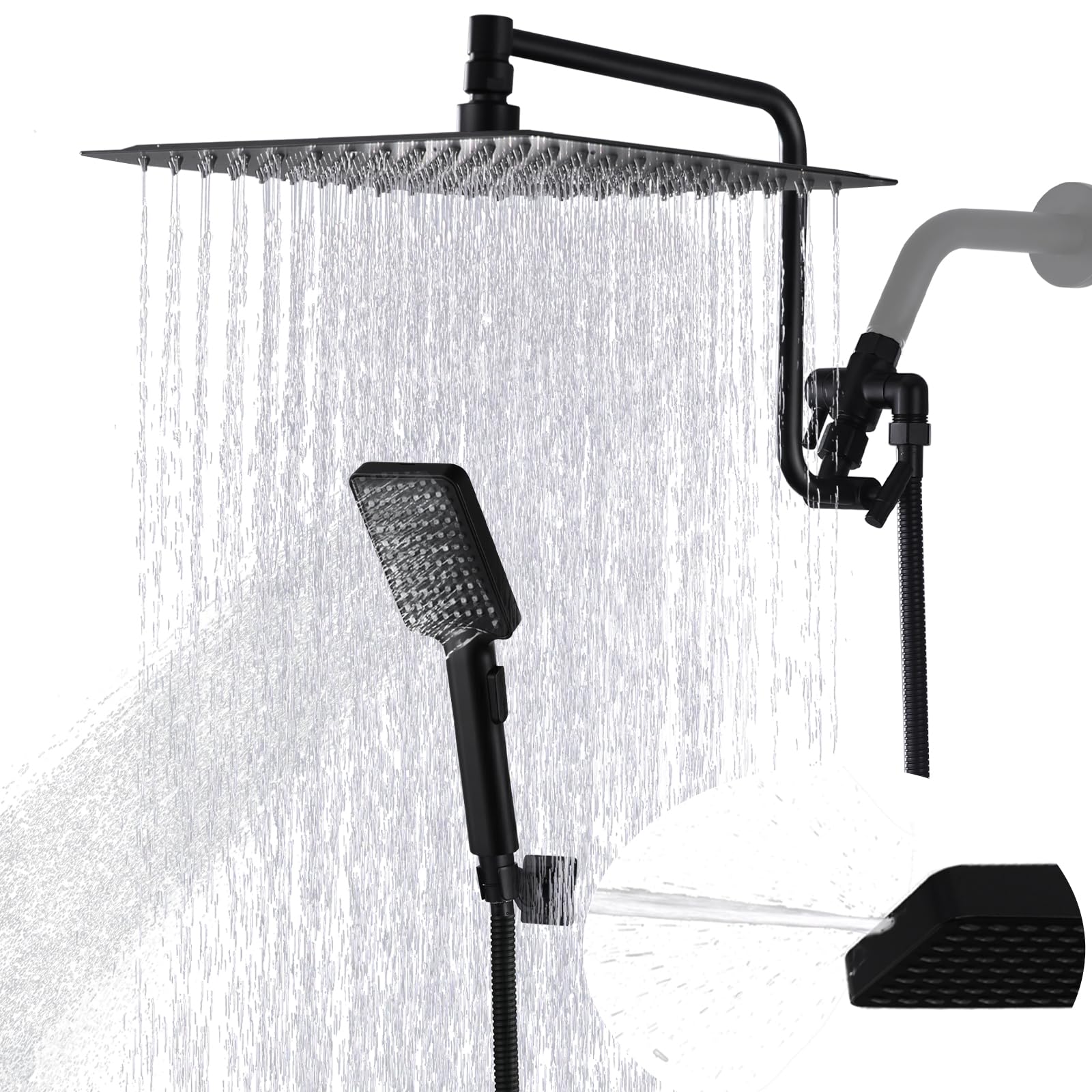 Pommeau de douche de 30,5 cm effet pluie YDmeet et douchette à main réglable