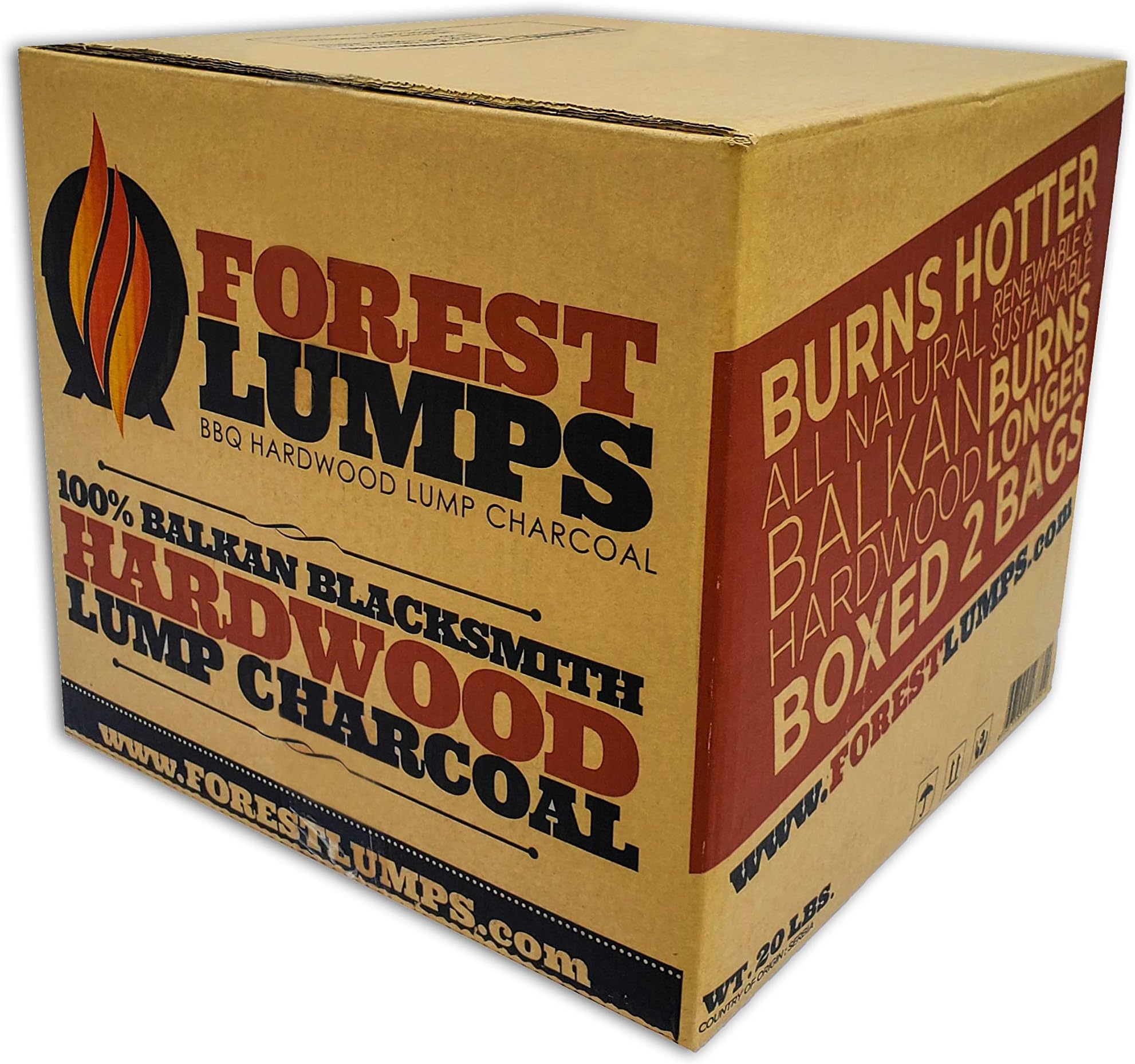 Forest Lumps Hardwood Charcoal 20 LB Box Contains 2-10 lb Bags