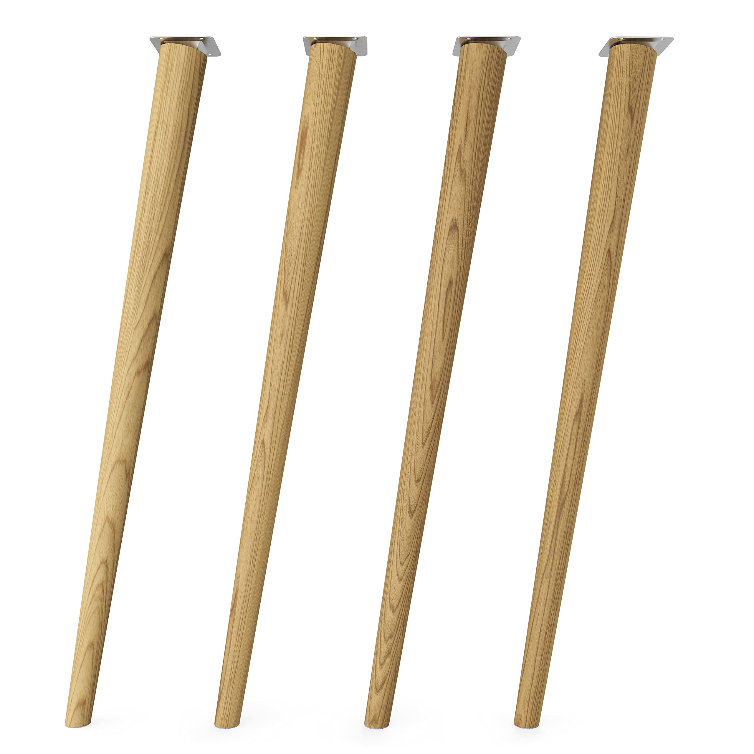 Sossai Tischbeine aus Massivholz Eiche mit Öl-Finish, Clif Round HMF2, 71 cm hoch, rund, schräge Ausführung, für Stühle, Tische