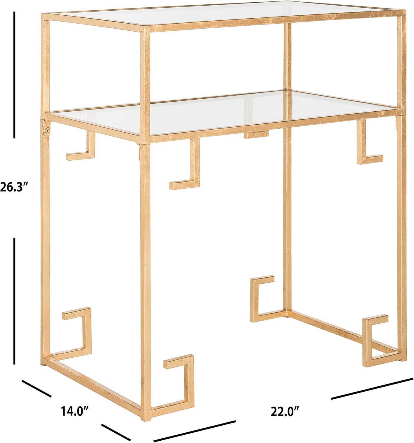 SAFAVIEH Home Collection Berdine Gold Glass Top Greek Key Table