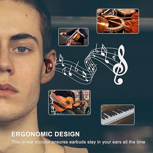 Miniatura 6 de BASN Bsinger BC100 - Auriculares con monitor de oído, ajuste universal, aislamiento de ruido, auriculares IEM para músicos, cantantes, audiófilos de