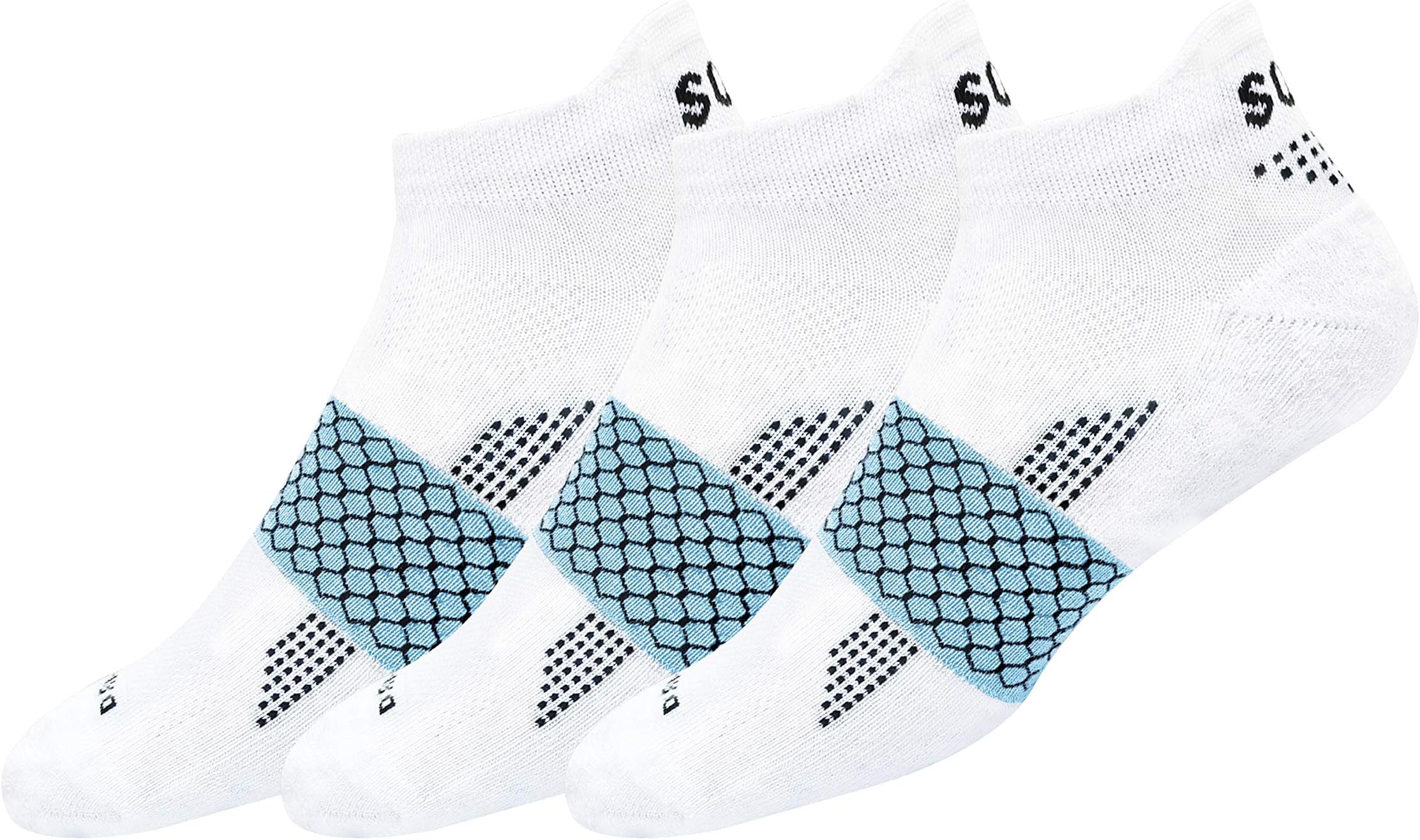 SOXCO Activewear Sports Tab Hex-Comb Zoned Cushion Ankle Socks Men and Women, Pack of 3, (Free Size)