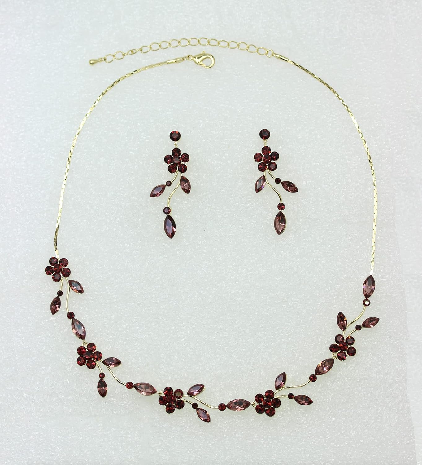 Faship Gorgeous Rhinestone Crystal Floral Necklace Earrings Set - Image 2