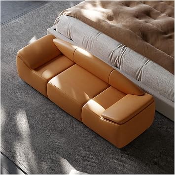 Storage Bench Upholstered Bench for Living Room or End of Bed Use,Upholstered Long Bench with Cushion Arms, Footstool for for Entryway, Living Room, Bedroom, Front Door End of Bed Bench
