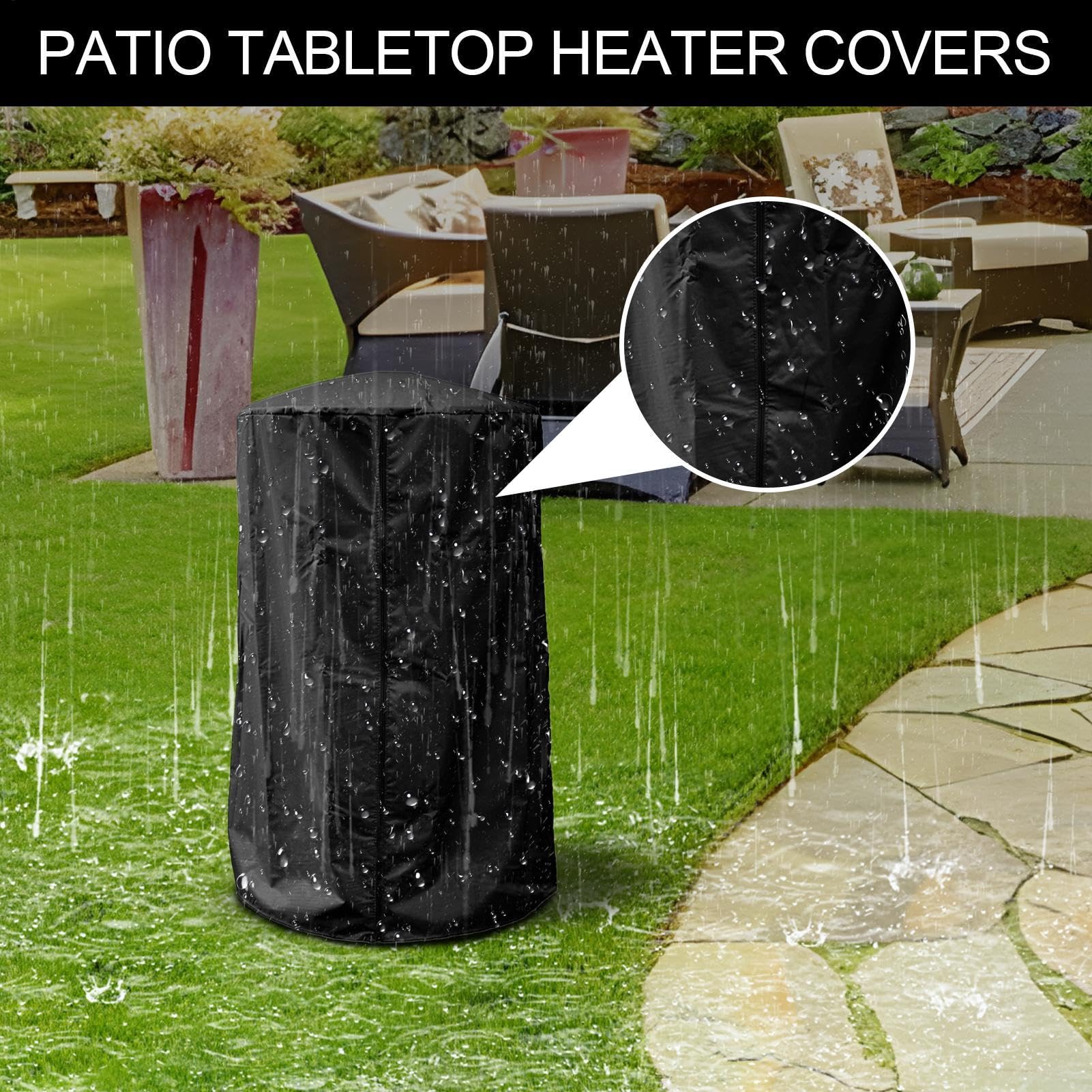 Coperture per riscaldatori da patio, copertura antipolvere per stufa a propano per stufa esterna, protezione impermeabile per apparecchiature di riscaldamento da giardino e campeggio, 96,5 x 61 x 61