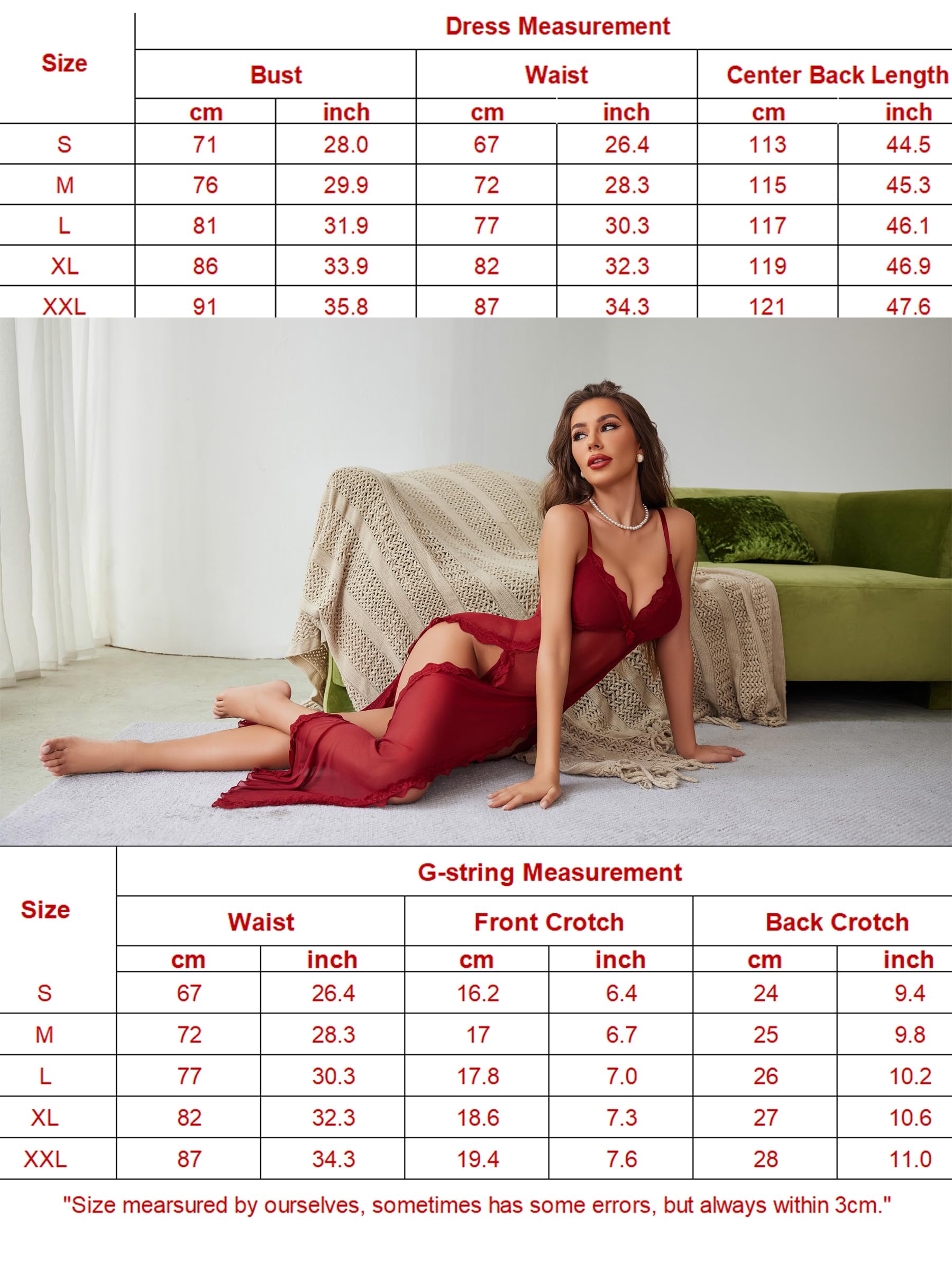 Avidlove Lingerie For Women Camisón de Encaje Mujer (Pack de 1)