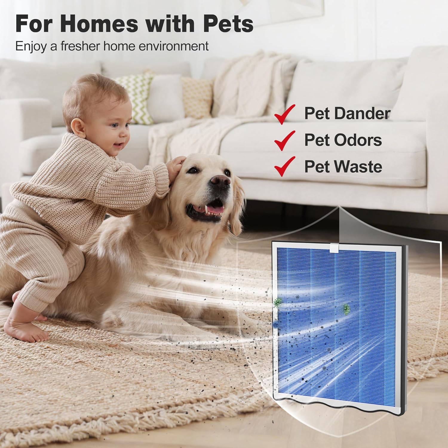 APH4000 Air Purifier with Genuine Pet Care Air Purifier Replacement Filter 2 Pack