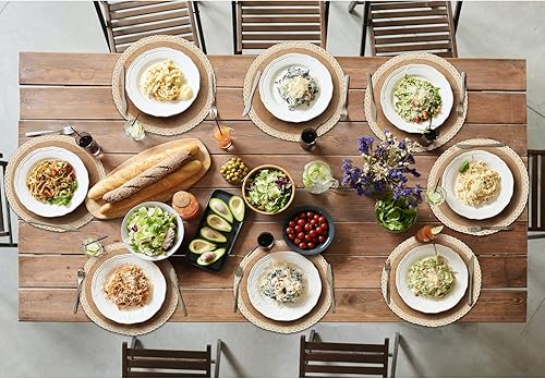 Miniatura 5 de Juego de 4 manteles individuales redondos de papel trenzado de 15 pulgadas, para interiores y exteriores, para mesas de comedor, estilo rústico