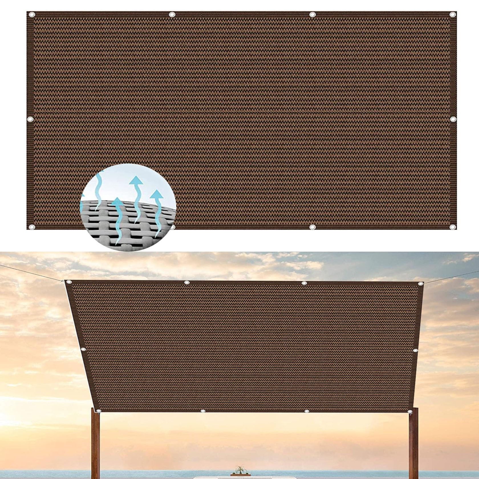 Toile d'ombrage terrasse marron pour créer un coin de fraîcheur lors des activités
