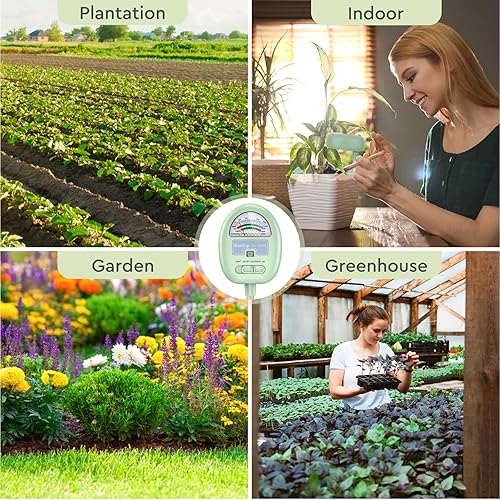 Miniatura 7 de Medidor de humedad del suelo, medidor de humedad 4 en 1 para plantas, probador de humedad, luz, nutrientes, pH, kit de prueba de suelo, ideal para