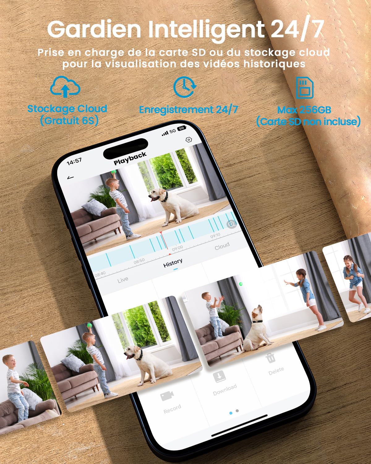 ieGeek 2 Pièces 2K Caméra Surveillance WiFi Intérieur 360° - Camera IP avec Double WiFi (2.4G/5GHz), Détection AI/PIR, Suivi Automatique, Compatible Alexa pour Chien/Bébé/Maison, SC1