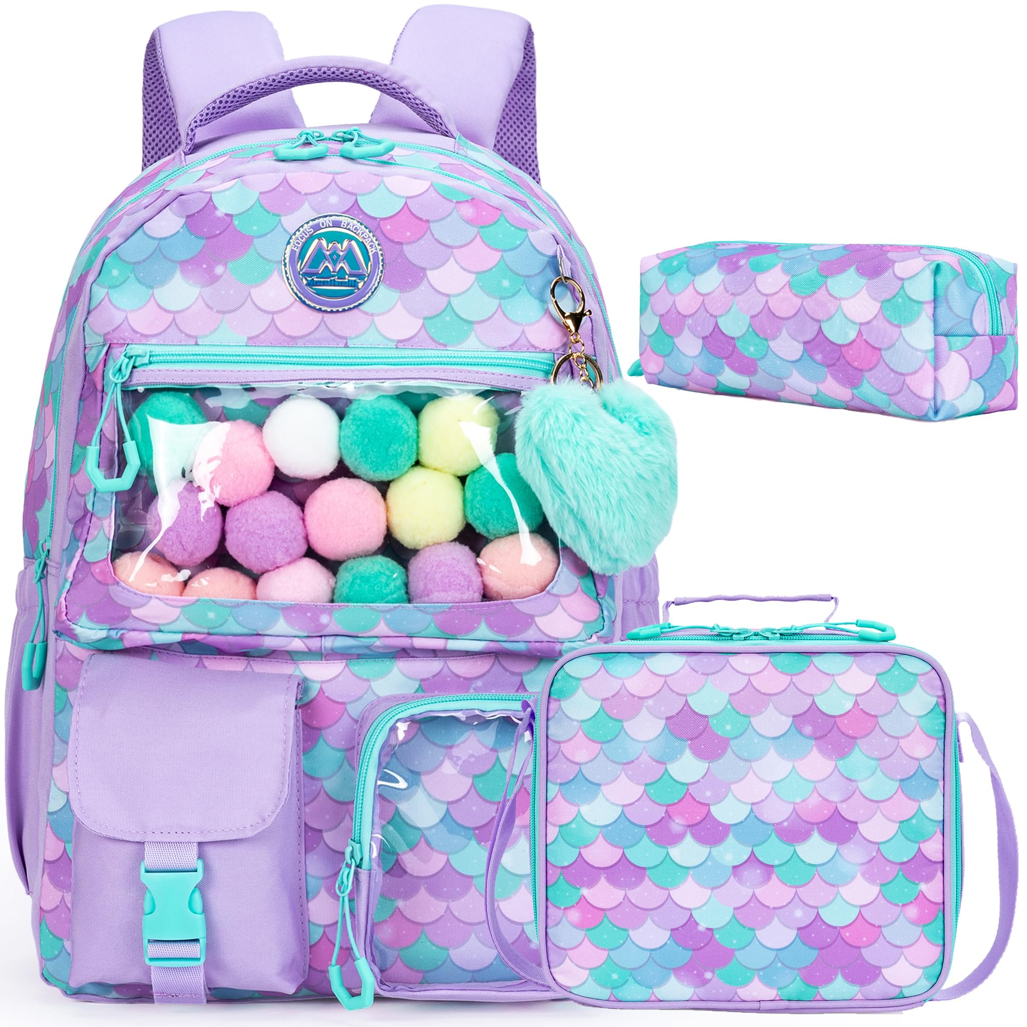 ZBAOGTW Cute Backpack for Girls Aesthetic Backpack School Backpack for Girls Backpack with Lunch Box Back to School Supplies