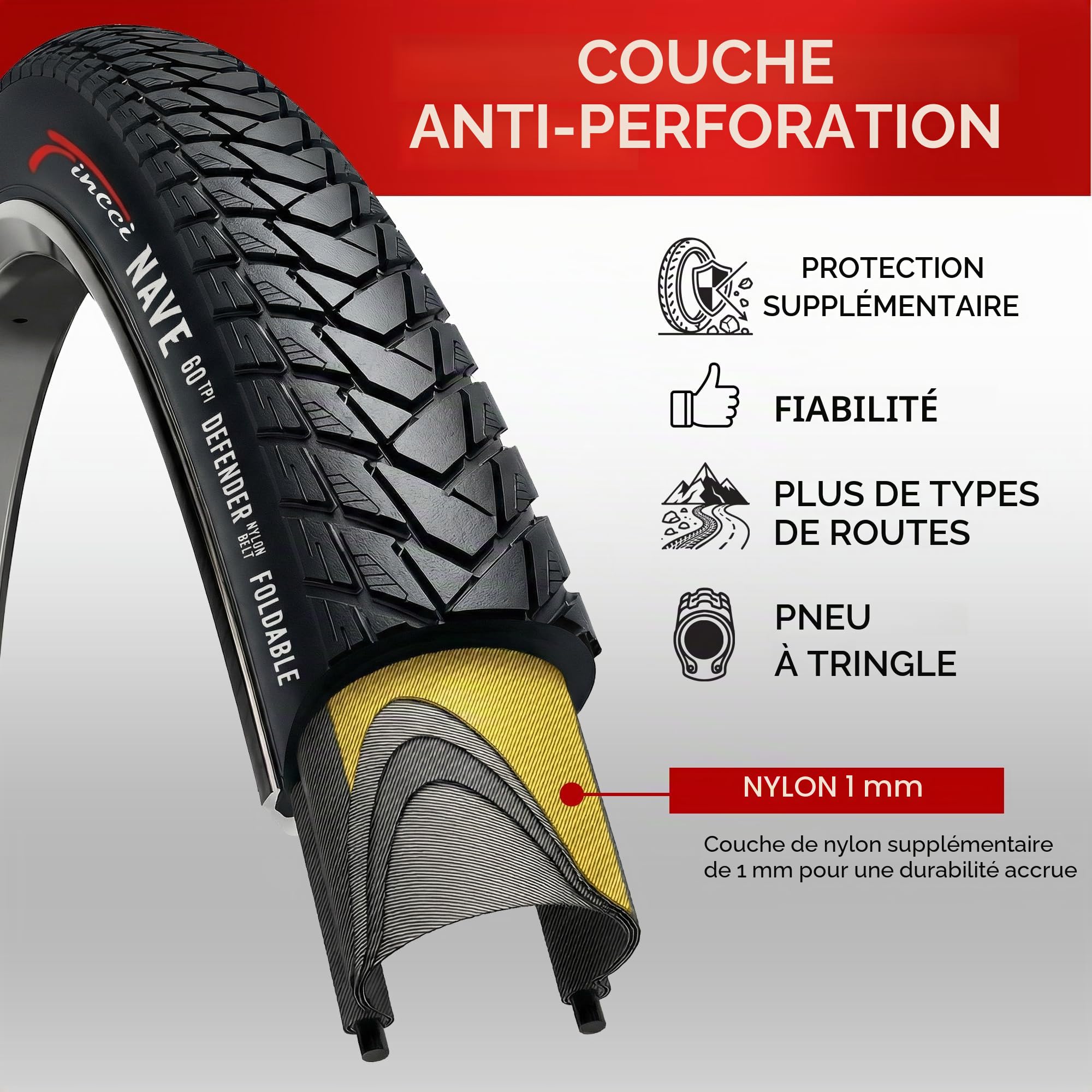 Fincci Gravel Pneus 700x35c avec 2x Chambre a Air Schrader 37-622 - Paire Pliable Tire 28 x 1.35 Pouces avec Protection Anti Crevaison 1mm 30 TPI pour Tournée & Électrique & Route & Hybrid & VTT Velos
