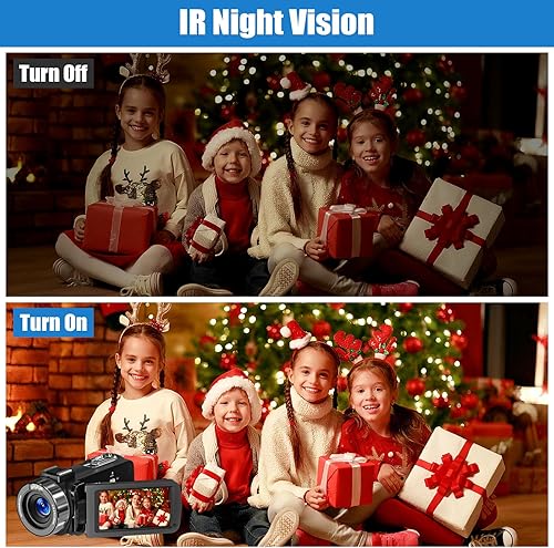 Miniatura 4 de Cámara de video 4K, cámara de video HD de 80 MP para YouTube con visión nocturna IR, zoom digital 18X, pantalla IPS de 3.0 pulgadas, tarjeta SD, 2