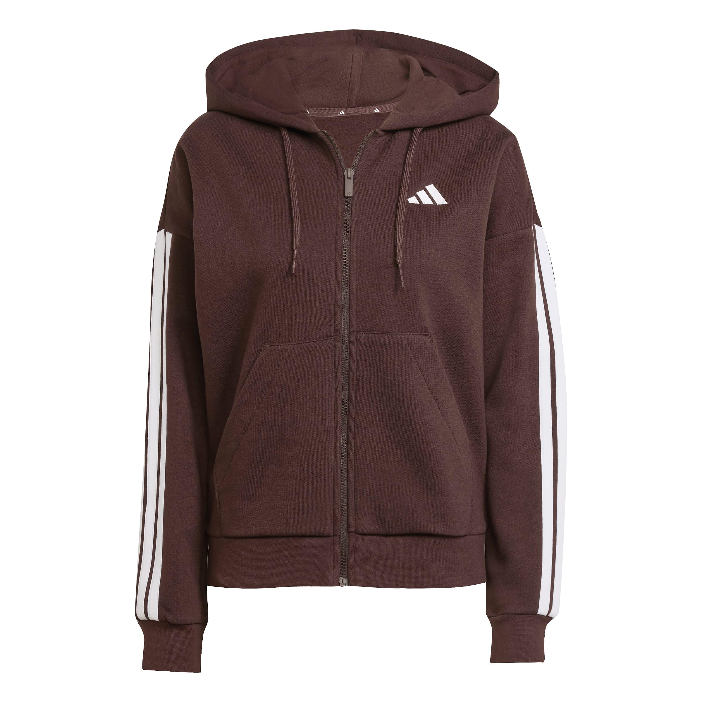 adidas Damen Essentials 3-Stripes Full-Zip Fleece Hoodie