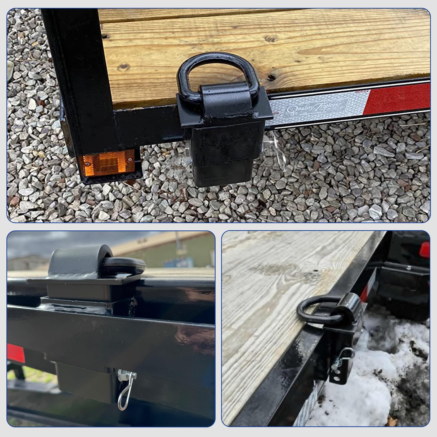 4 ganci regolabili resistenti con anello a D per ancoraggio con perno di traino da 1,27 cm, adatti per camion a pianale e rimorchi con tasche standard da 5,1 x 10,2 cm, 7348 kg