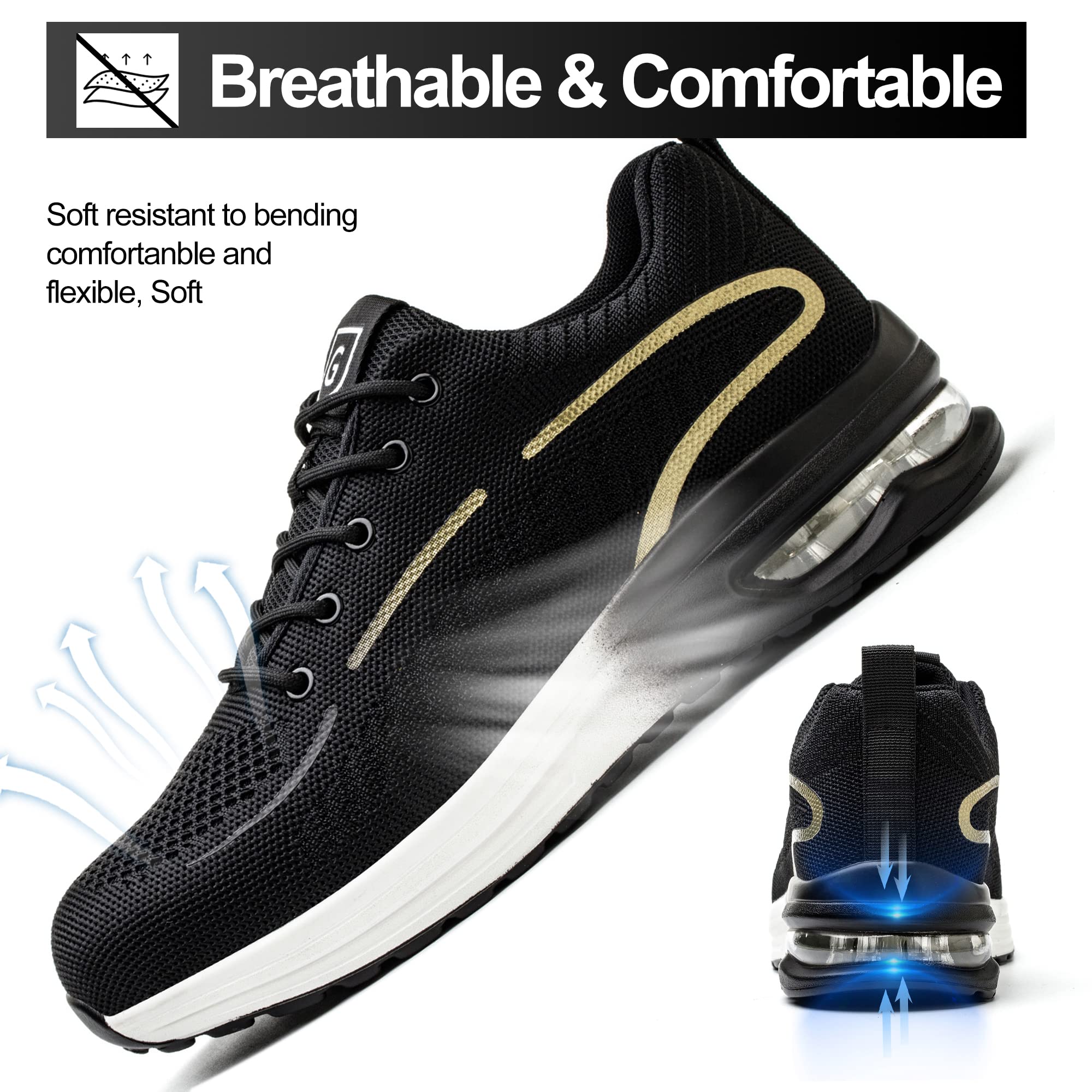 YEKOYIOO Scarpe Antinfortunistiche Uomo Donna Scarpe da Lavoro Leggere Comode Scarpe da Costruzione Antiscivolo Traspiranti Sneakers con Punta in Acciaio 38-46 EU