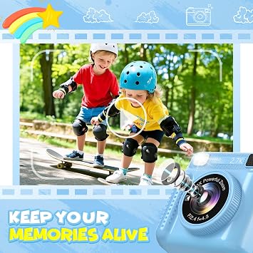 Kids Camera Instant Print, 2.4'' Digital Camera for Kids, 1080P Kid Cameras with 32GB Card & 3 Rolls Print Paper, Birthday Christmas Kids Toys Gifts, Game Presents for Girls Boys Aged 3-12