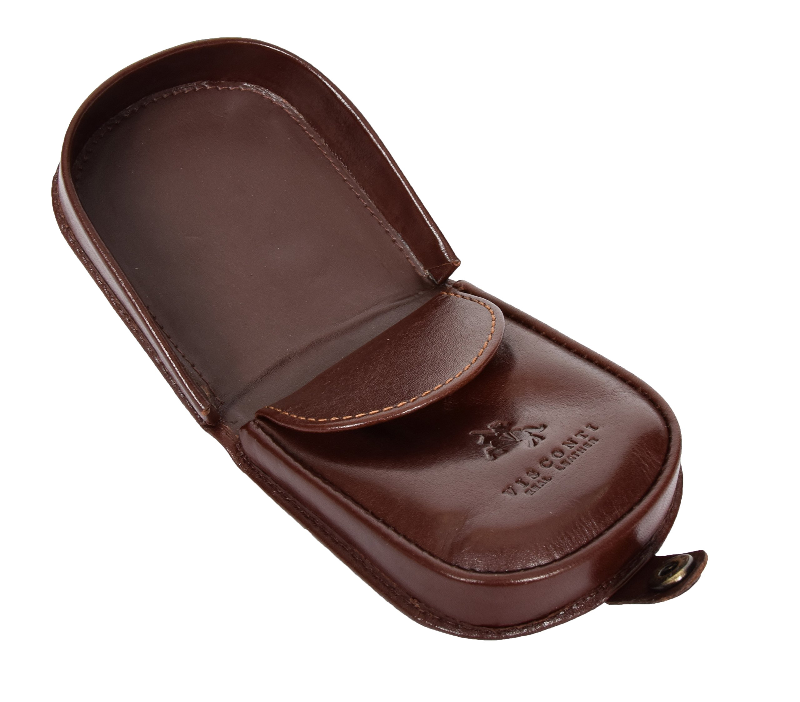 House of Luggage Genuine Leather Coin Wallet Loose Pocket Change Tray Case with Gift Box HLGRT (Brown)
