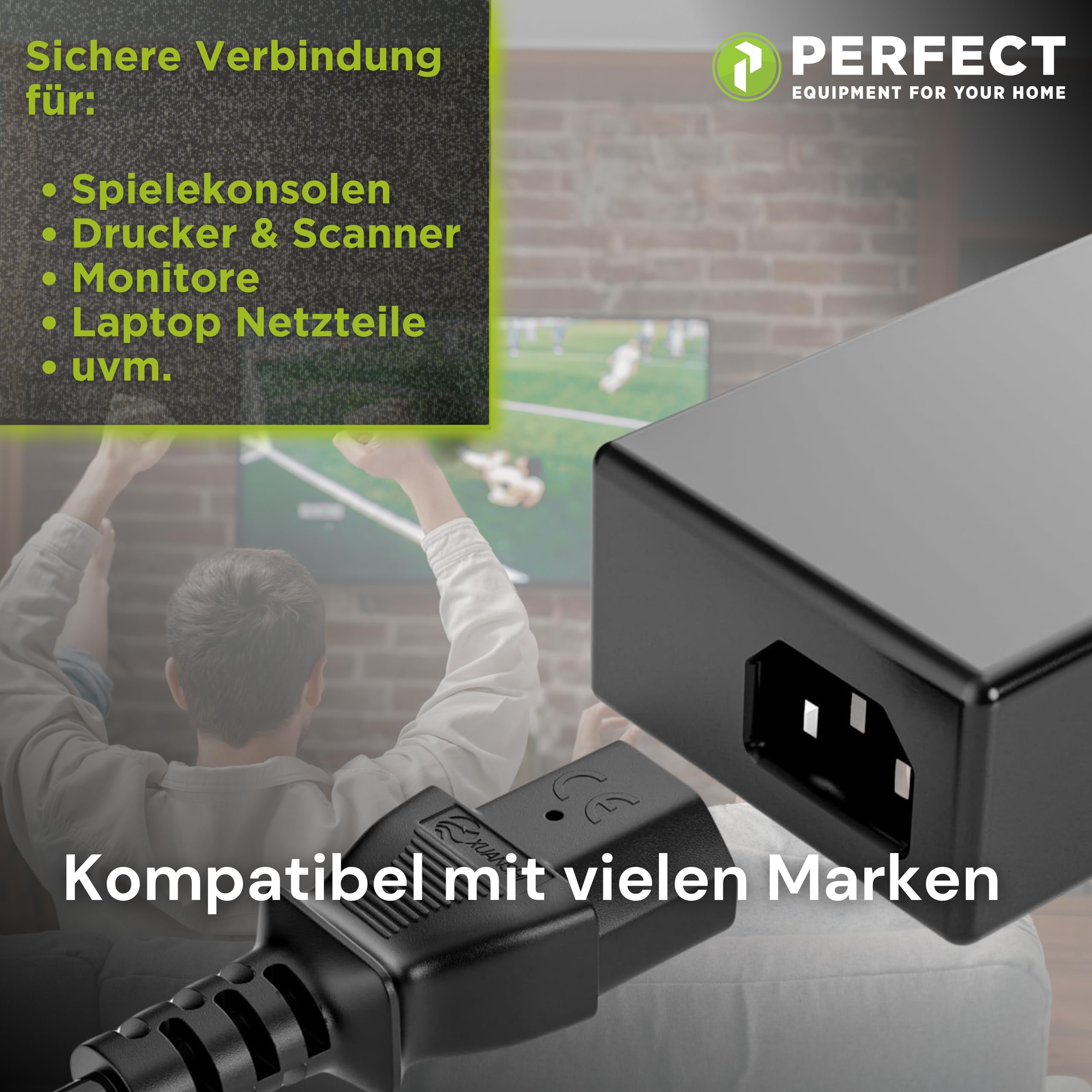 ETEC Stroomkabel koelapparaatkabel 3-polig, 3,0 m, Schuko-stekker, geaard contact, stekker op C13 koppeling, voeding, stroomkabel, netsnoer voor pc- monitor, printer, zwart