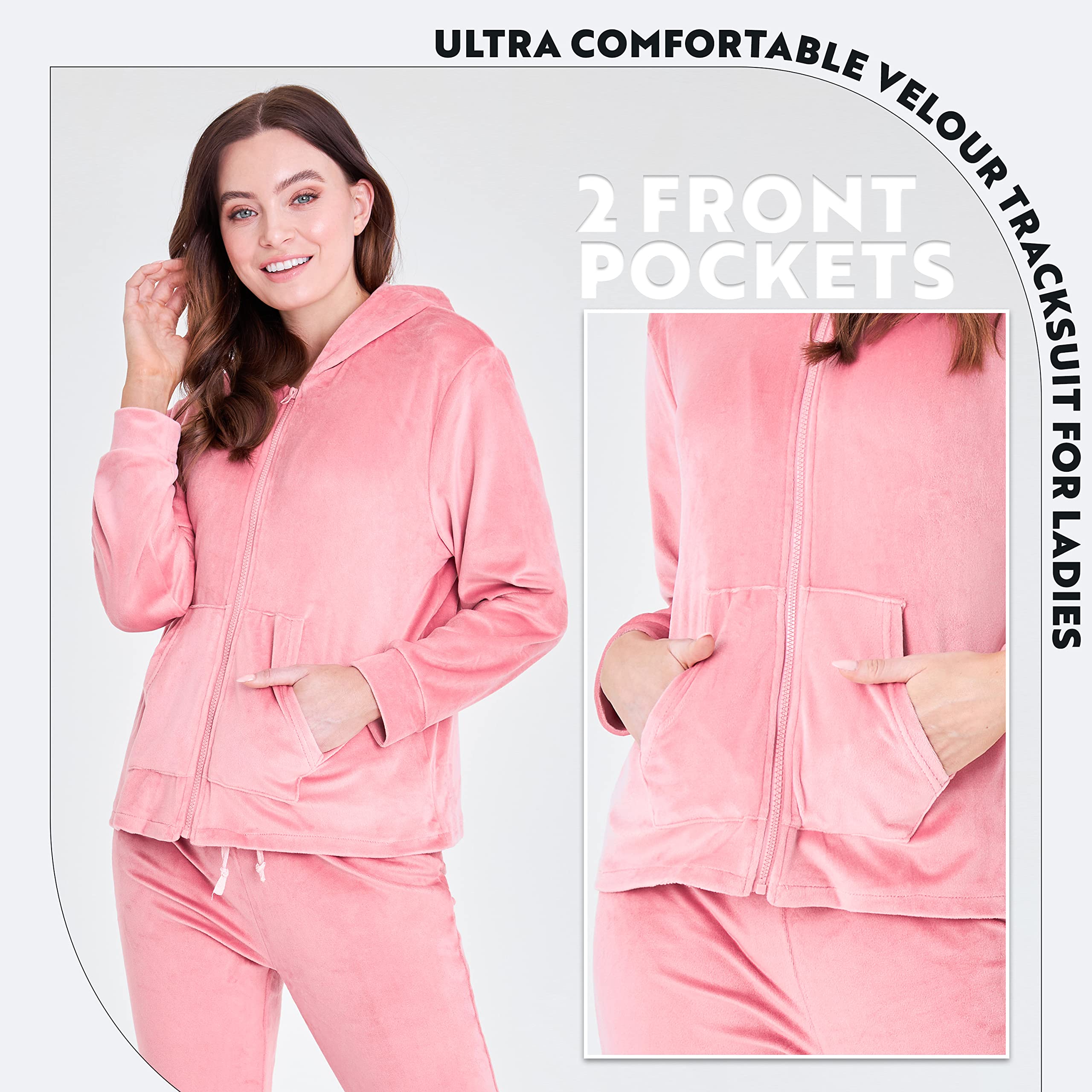 CityComfort Damski dres zapinany na zamek welurowy dres dresowy - bluza z kapturem, joggery 2-częściowy zestaw