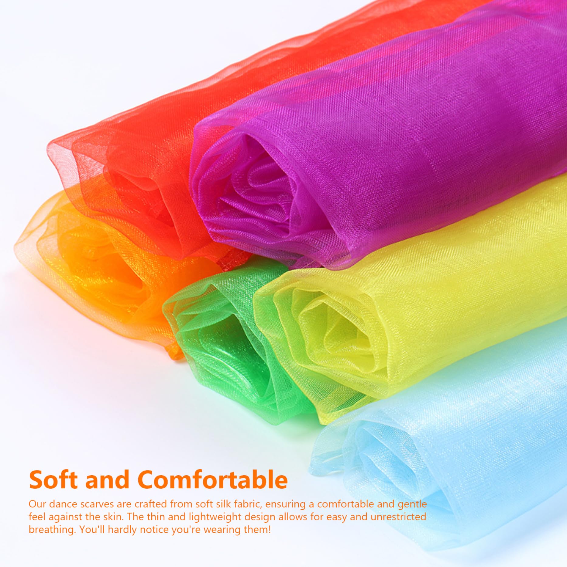 Silk Scarves for Kids, 6Pcs Colorful Soft Washable Square Scarves, Sensory Toy for Performance, Dress-Up, Accessories/23.6x23.6 — view 6