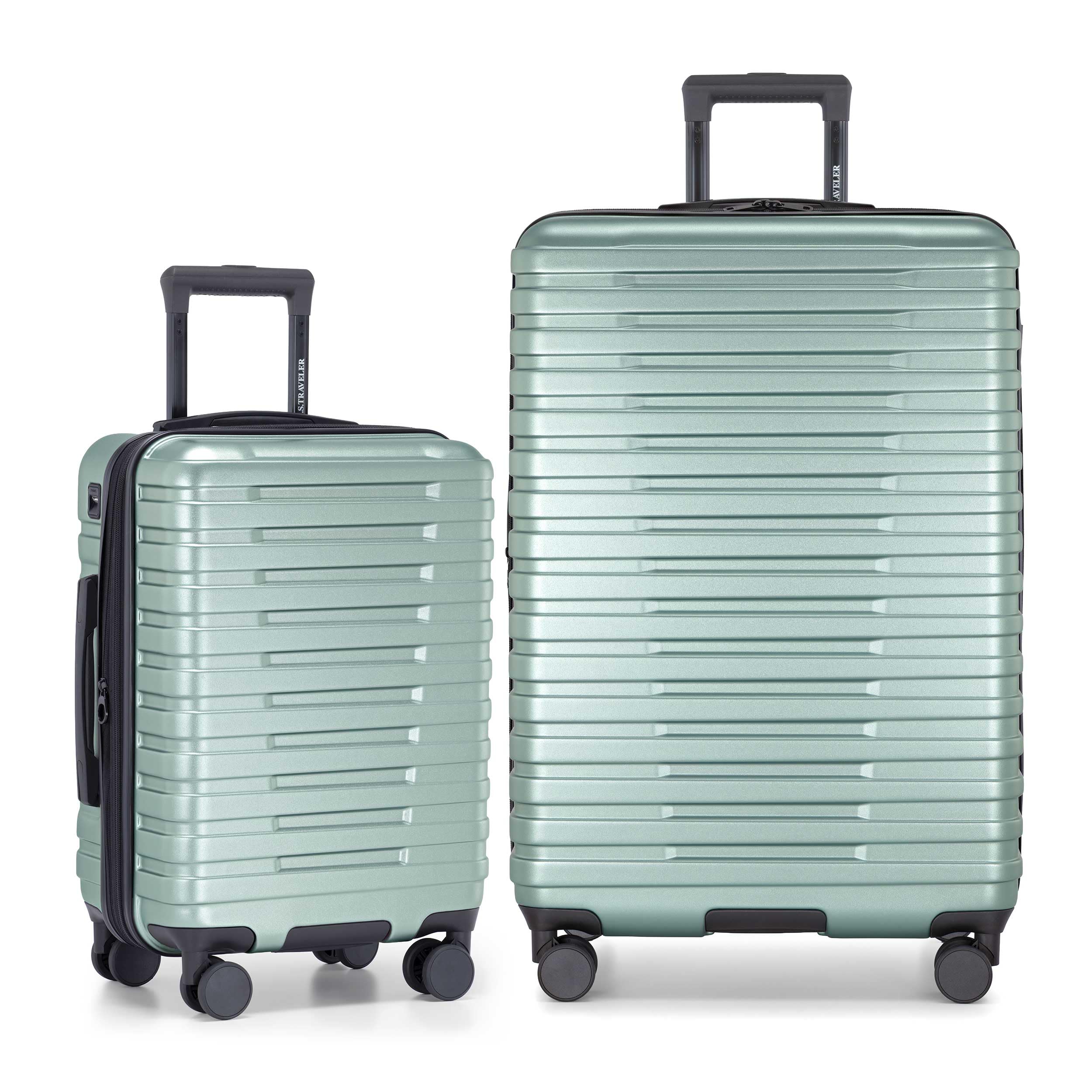 U.S. Traveler Boren - Equipaje de Viaje Resistente expandible con 8 Ruedas giratorias, Verde Lima metálico, Juego de 2 Piezas