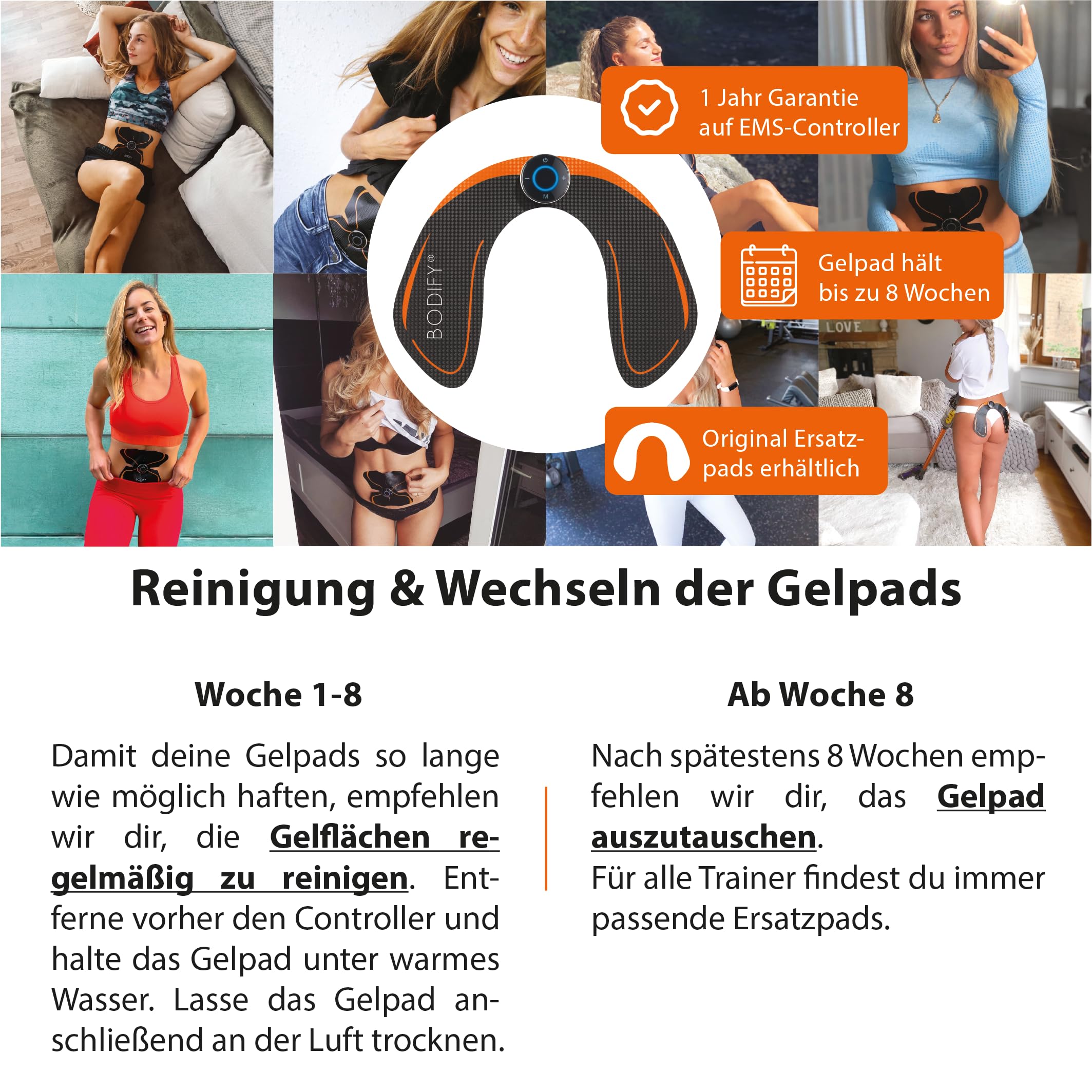 Bodify® EMS Trainingsgerät zur gezielten Stimulation der Po Muskulatur! - Muskelaufbau - EMS Hüfttrainer - Elektro Stimulationsgerät Po Muskeln - Fitness Training für Frauen DAS ORIGINAL