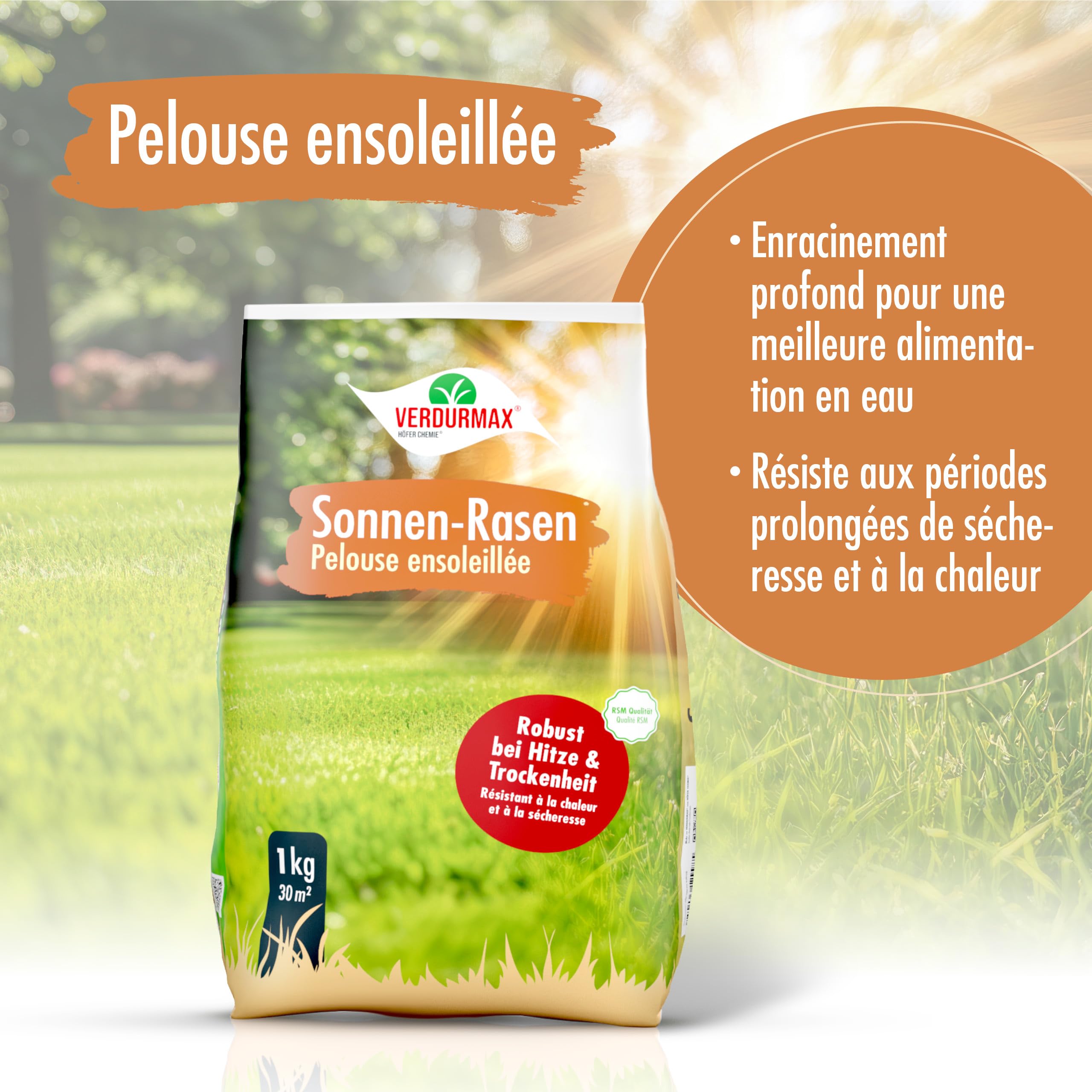 Verdurmax Pelouse Ensoleillée 2 x 1 kg - Gazon Dense et Robuste