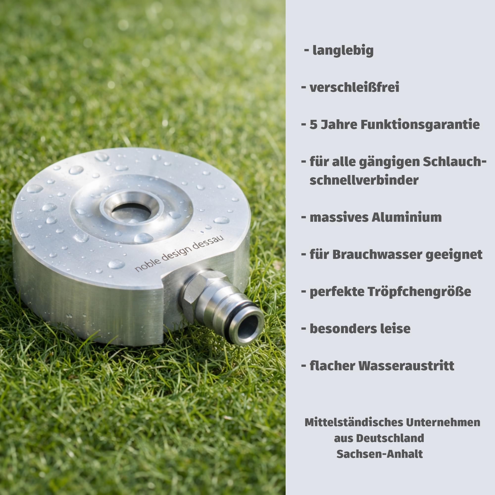 Aspersor de césped, tipo aspersor de suelo, fabricado en Alemania, de aluminio macizo