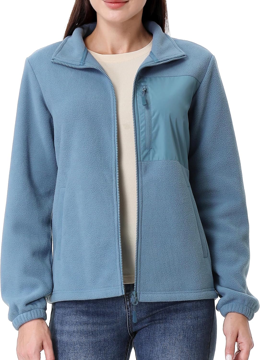 GIMECEN Women's Full Zip Soft Polar Fleece Jacket Outdoor Recreation Coat with Pockets Long-Sleeve Comfortable Outerwear - Image 4