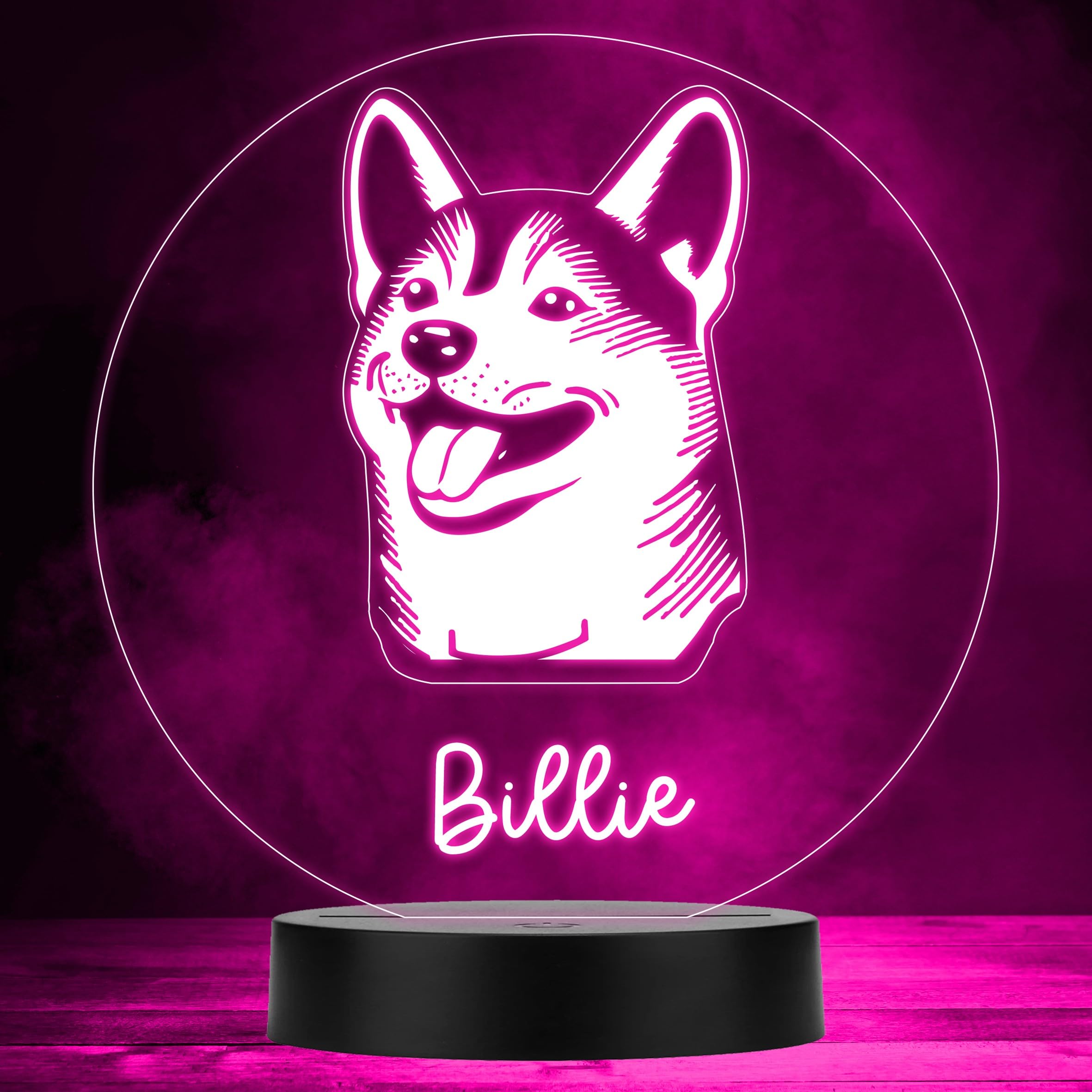 Shiba Inu Dog Pet Silhouette Multicolour Personalised Gift LED Lamp Night Light | Personalised Gift For Home, Lamp Room Décor | Kids & Adults Night Lights With Name | Personalised Gift For Bedroom |