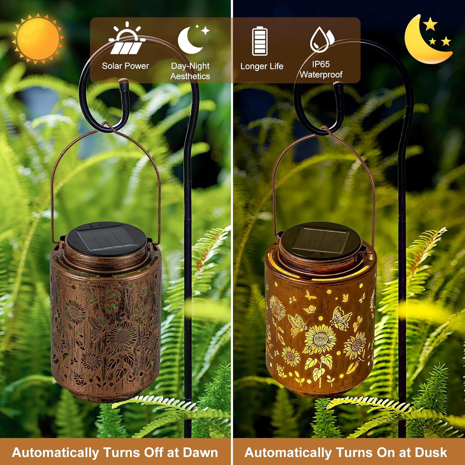 Sunflower Solar Lanterns, Birthday Gifts for Women Mom Grandma, Outdoor Waterproof Hanging Garden Decor for Patio, Yard