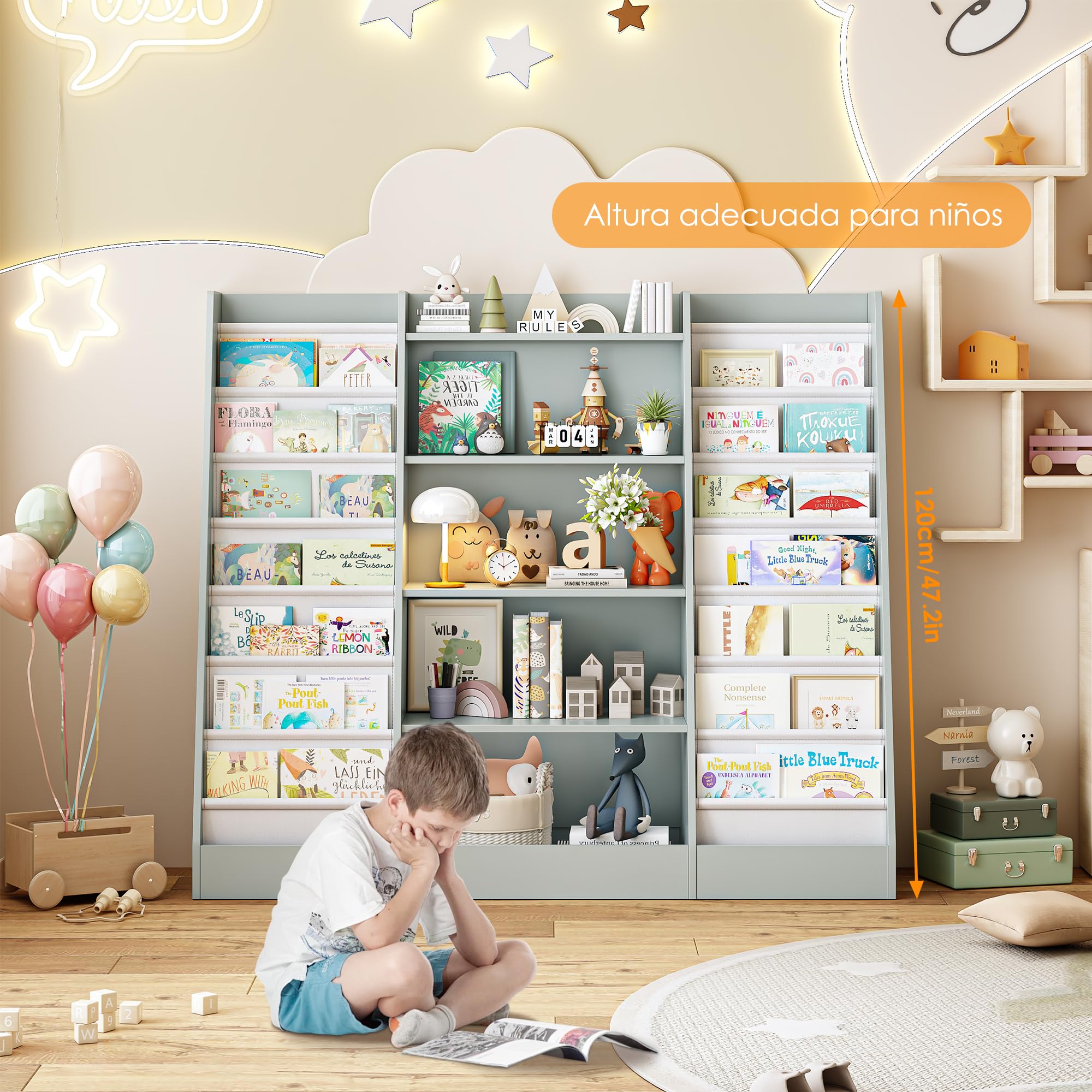 Estantería Infantil Con 9 Cajas - 29.5x62.5x60 Cm, Color Blanco