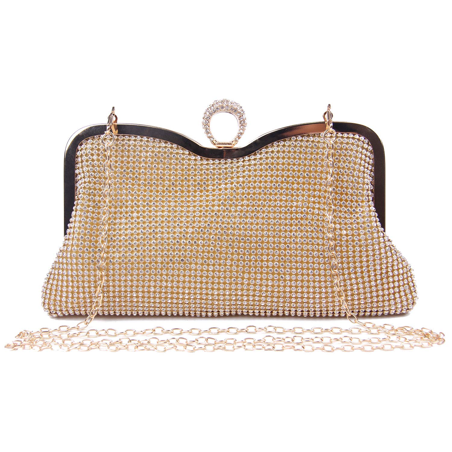 Pochette da donna con Diamante Borsa da sera con catena per borsa da sposa Borsa da sposa da Cerimonia 722 (Oro 2)