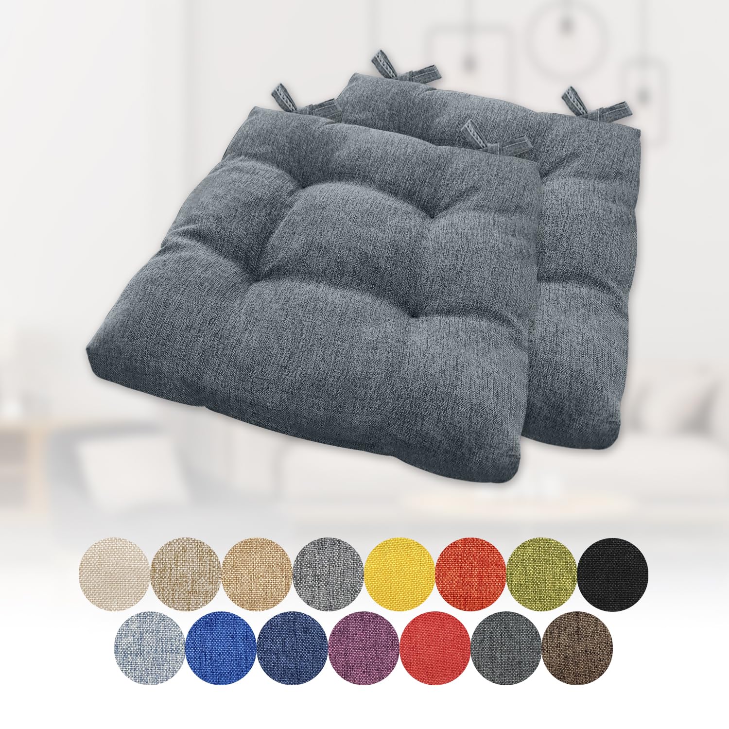 Coussin d'assise pour jardin et cuisine lot de 2 galettes carrées blanc crème