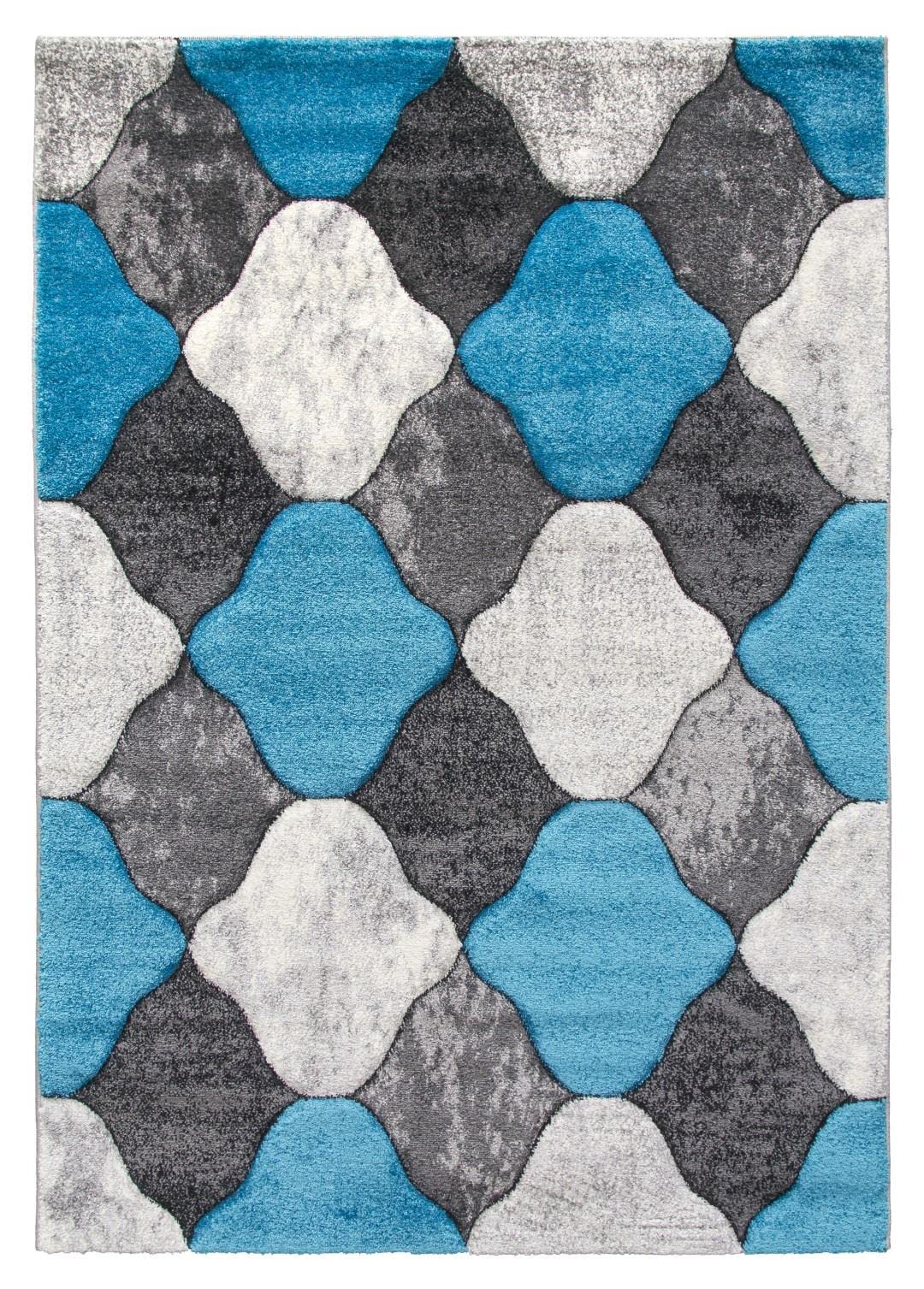 SrS Rugs® Impulse - Area Rug for Living Room, Bedroom, Hallway Runner Rug - Abstract Geometric Design - Provides Home with Comfort and Warmth (Teal Blue Coblo, 200cm x 300cm) — image 1