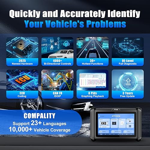 Miniatura 7 de XTOOL Herramienta de escaneo bidireccional D7S, herramienta de diagnóstico de escáner OBD2 2025 con autenticación automática FCA, escáner de