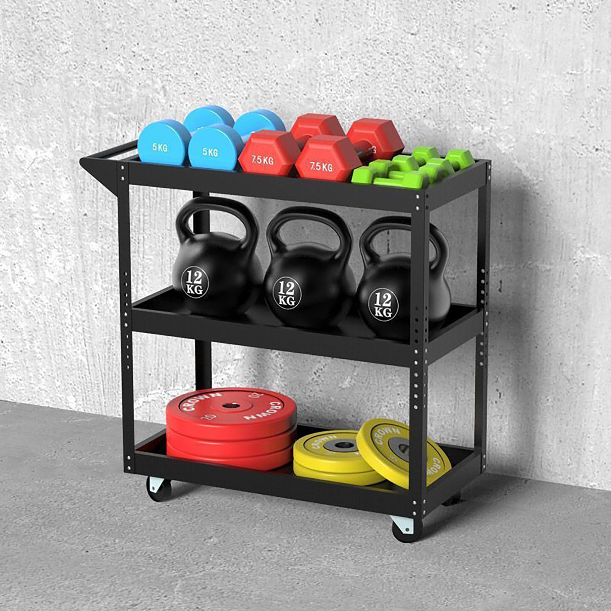 Amazon.co.jp: 移動式 ダンベル収納ラック 自宅用 中段の高さが調整