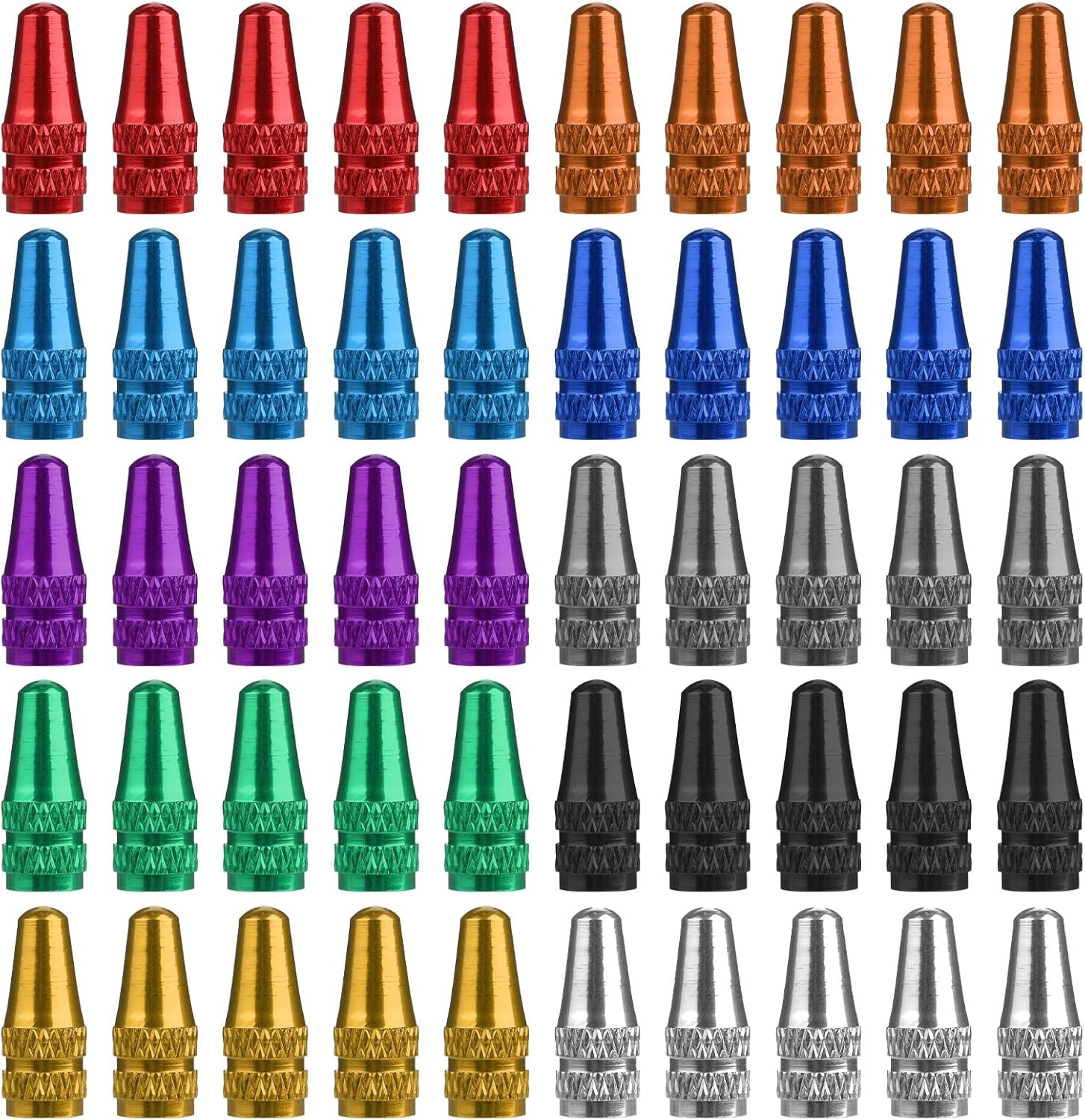 50 Tapas de Válvula Presta para Bicicleta en 10 Colores