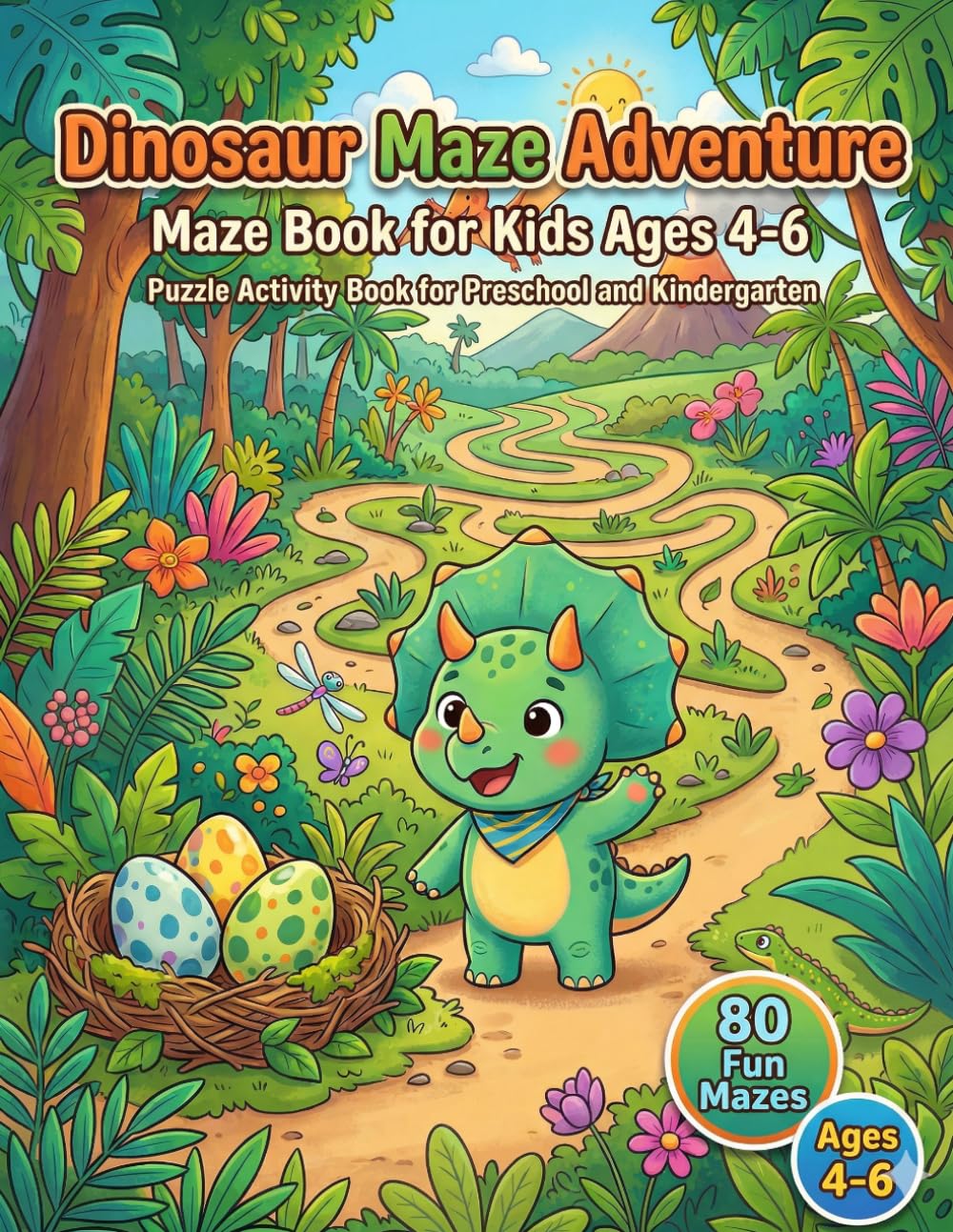 BrightMinds Dinosaur Mazes for Kids Ages 4-6: 80 Fun and Educational Dinosaur Maze Adventures for Preschool and Kindergarten Kids (BrightMinds Maze Adventures)