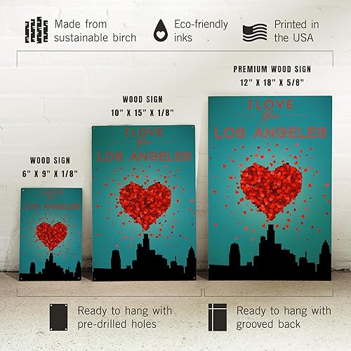Miniatura 7 de Lantern Press 6x9 Inch Wood Sign, Ready to Hang Wall Decor, I Love You Los Angeles, California
