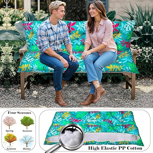 Miniatura 2 de lsxlkha Cojines para columpio de 2 a 3 plazas, cojines para columpios de porche al aire libre, impermeables, gruesos, de 4 pulgadas, con respaldo y