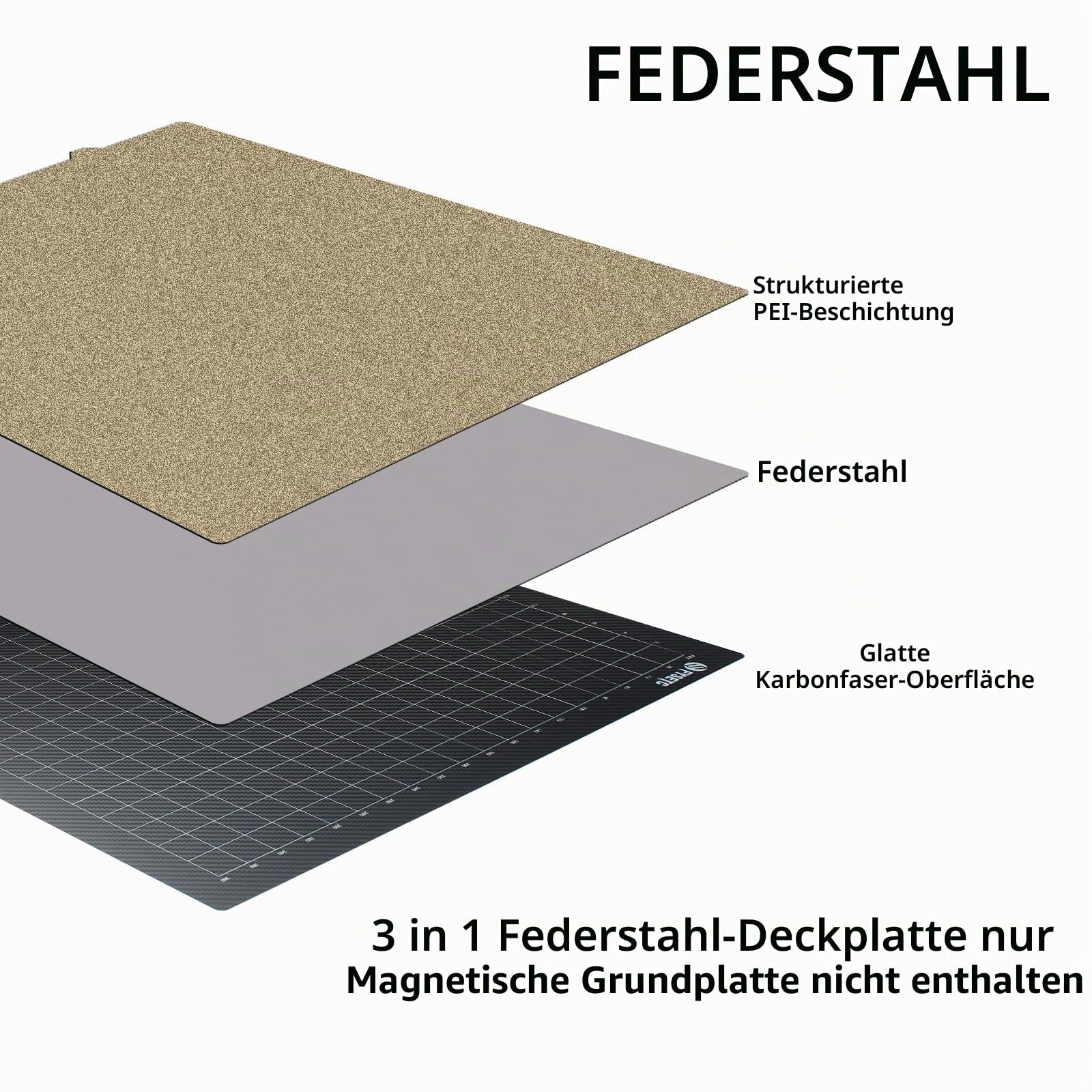 BCZAMD 3D Drucker Zubeh 430 430mm Druckplatte for Kobra 2 Max Neptune 4 Max Druckbett: Beschichtung Texturiertes PEI mit glatter PET CF Ober Flexfeder Stahlblech Filament 1.75mm Plattform