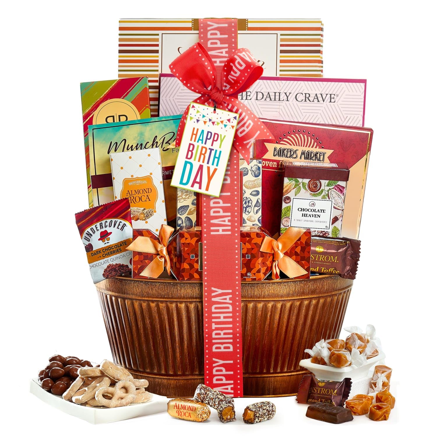 Broadway Basketeers Birthday Gift Basket – Gourmet Snacks & Sweet Treat Box with Cookies, Candy, Chocolates & more - Food Gift Basket for Women, Men & Families - Happy Birthday Surprise Box, Kosher