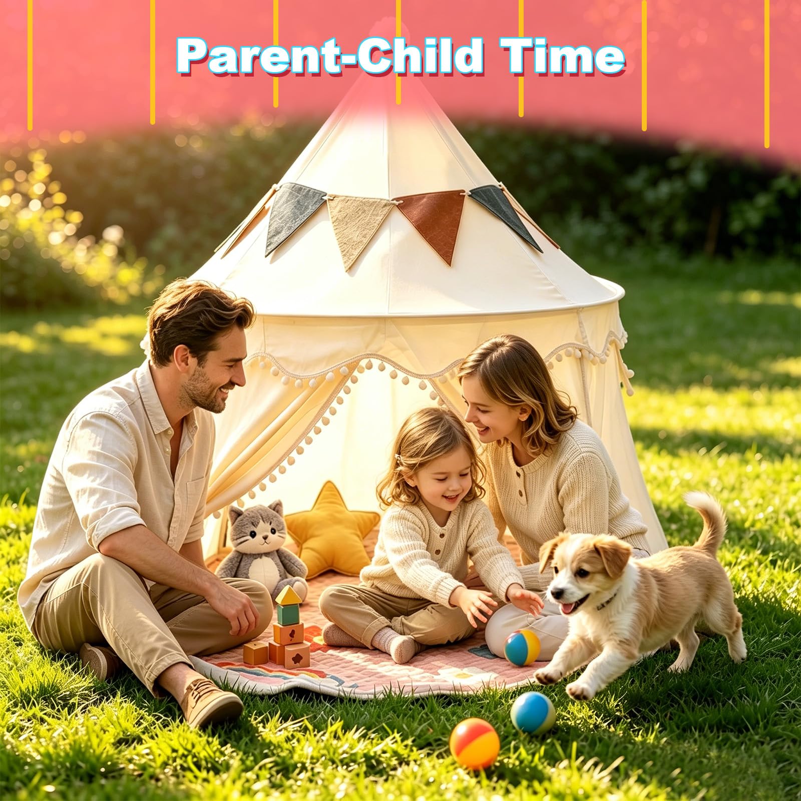 Kinderzelt Indoor & Outdoor, spielzelt, Tipi Zelt, 130cm für Kinderzimmer