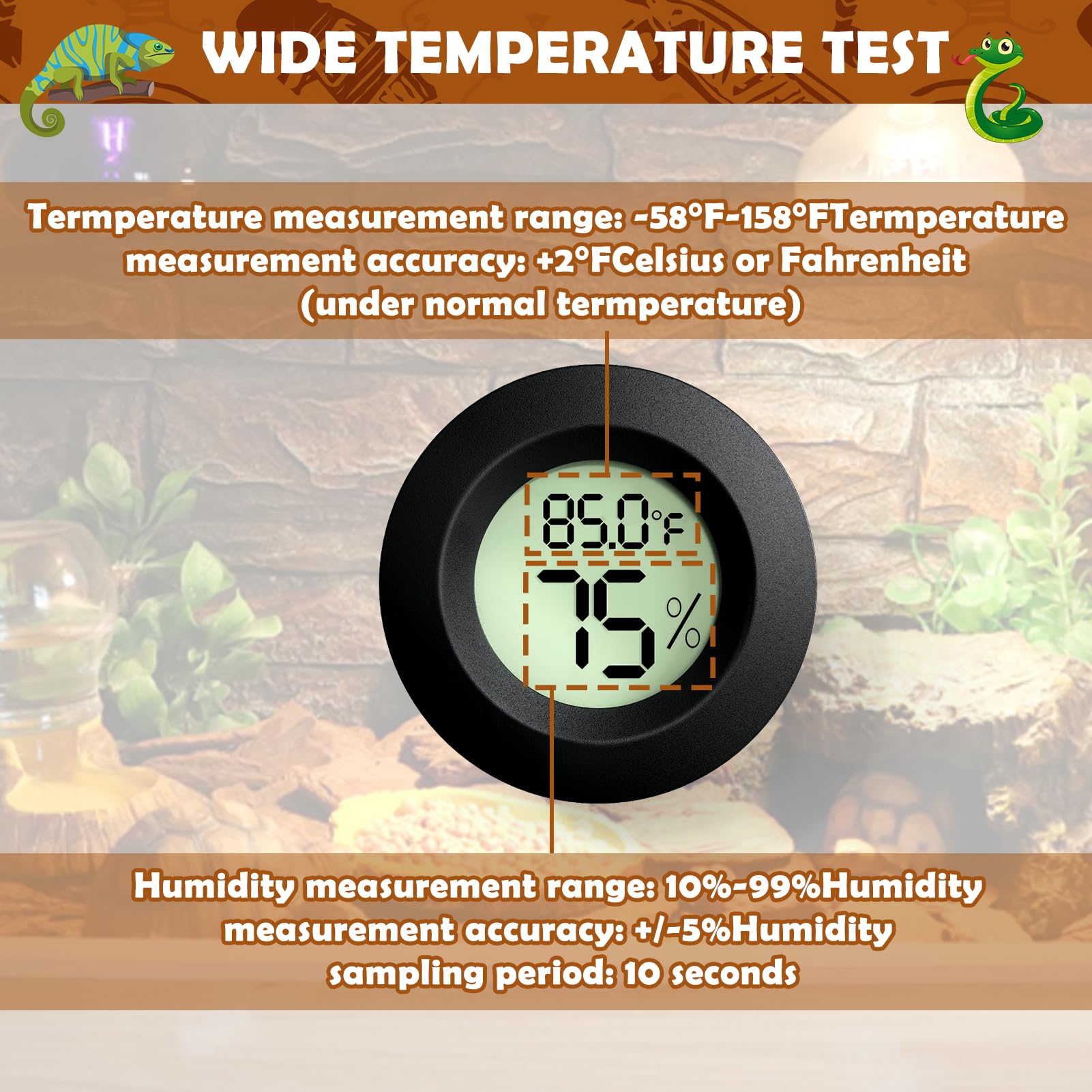 Image showcasing Hermit Crab Accessories Reptile Thermometer And Humidity Gauge,2PCS ...